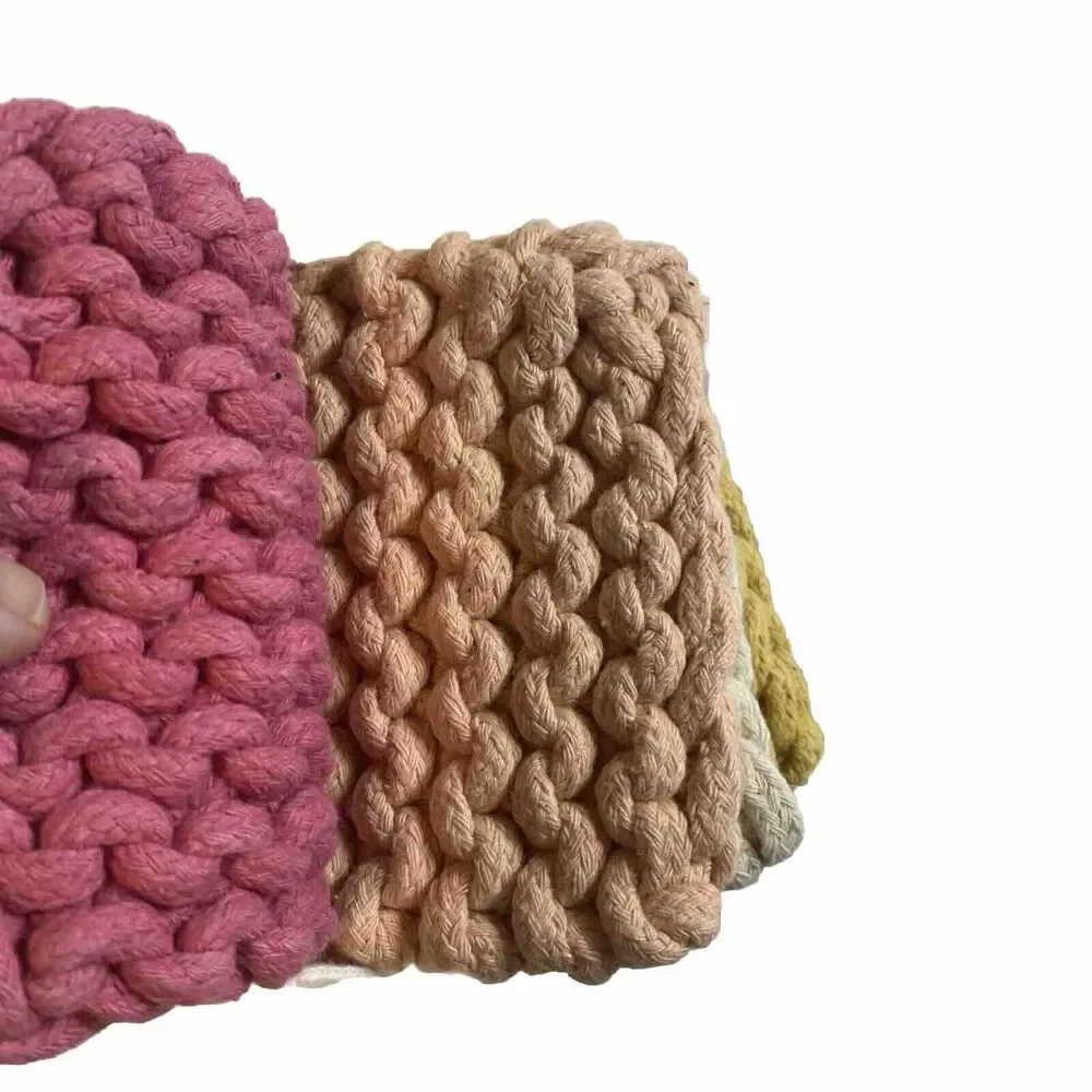 Mud Pie Colorful Crochet Coaster, Pink, 4